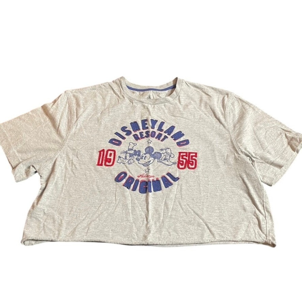 Disneyland Resort Mickey Mouse Graphic T-Shirt Women's Medium Grey Cropped